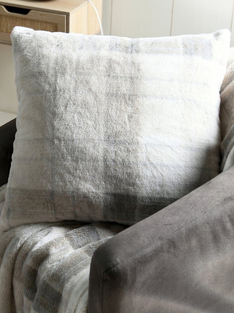 Cojín de imitación de piel de tartán Beige - Kiabi