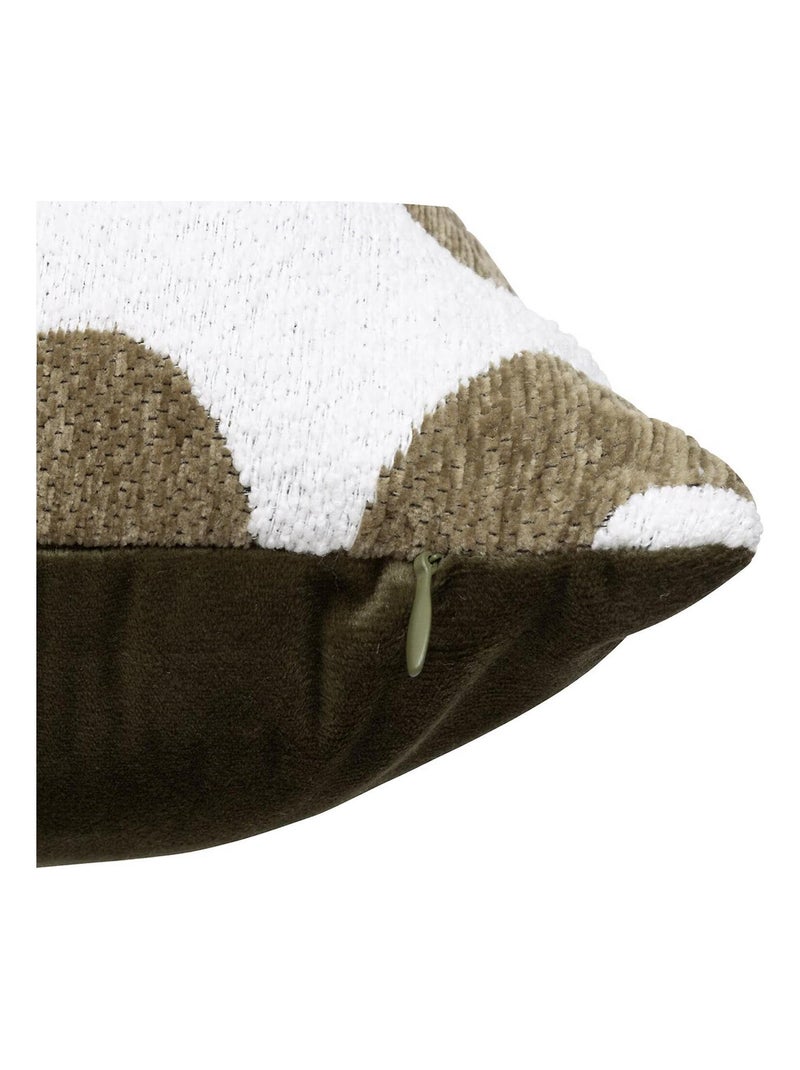 Cojín de jacquard chenille con reverso de terciopelo Caqui - Kiabi