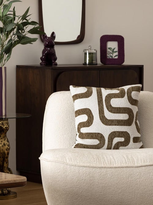 Cojín de jacquard chenille con reverso de terciopelo - Kiabi