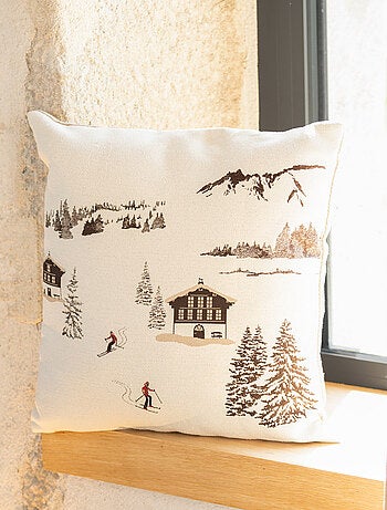 Cojín de jacquard con motivo cottage