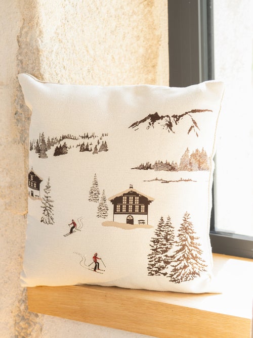 Cojín de jacquard con motivo cottage - Kiabi Cojín de jacquard con motivo cottage - Kiabi