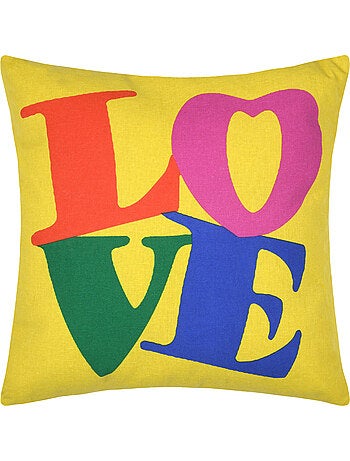 Cojín de polialgodón estampado LOVE