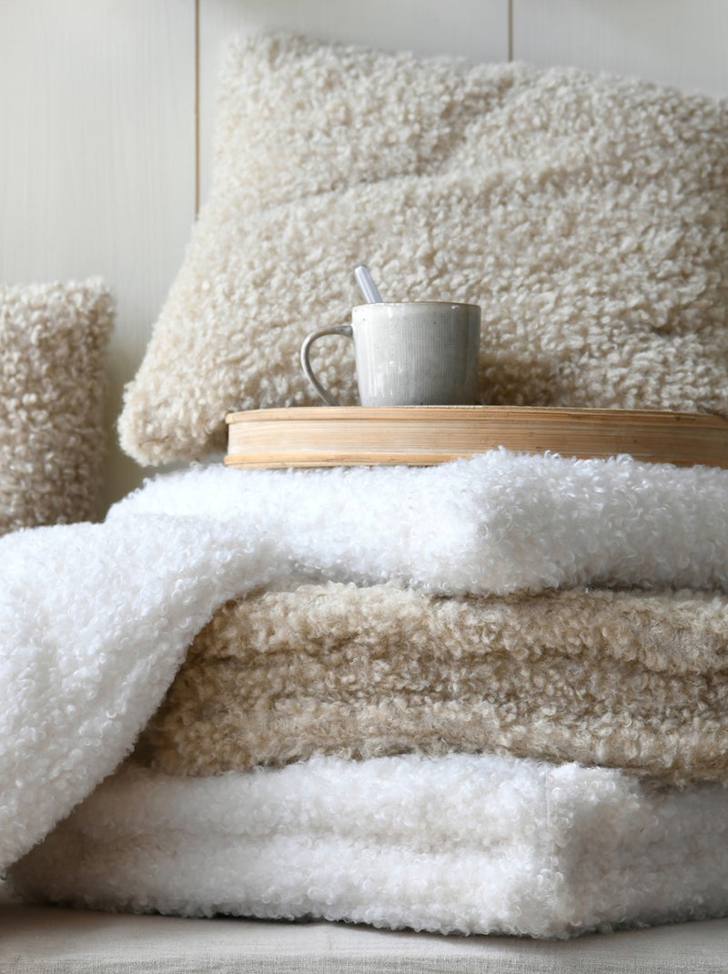 Cojín de silla cuadrado de tela rizada Beige concha - Kiabi