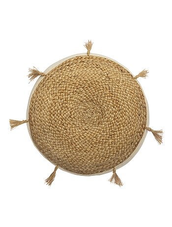Cojín de suelo de yute con borlas