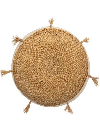 Cojín de suelo de yute con borlas