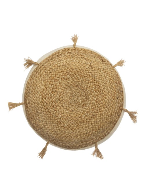 Cojín de suelo de yute con borlas - Kiabi Cojín de suelo de yute con borlas - Kiabi
