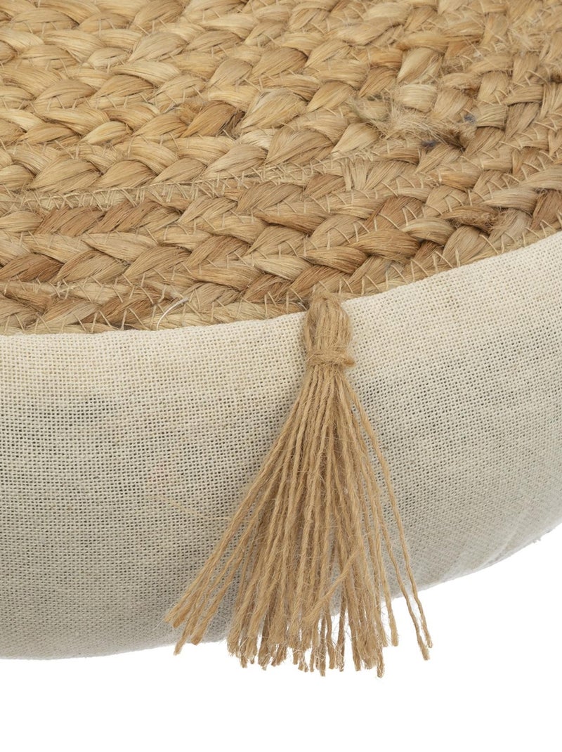 Cojín de suelo de yute con borlas Beige - Kiabi