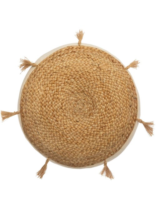 Cojín de suelo de yute con borlas - Kiabi