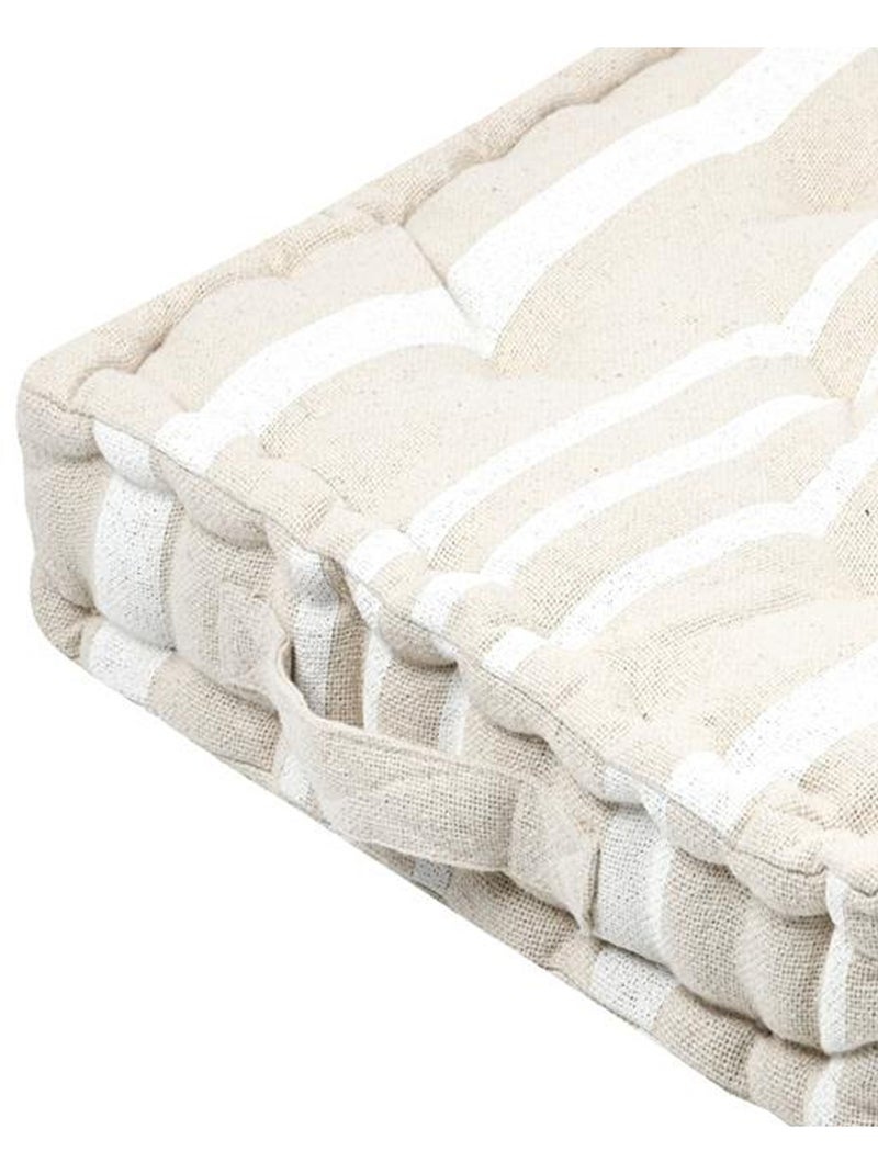 Cojín de suelo grueso y mullido de algodón 100% con rayas Crema - Kiabi