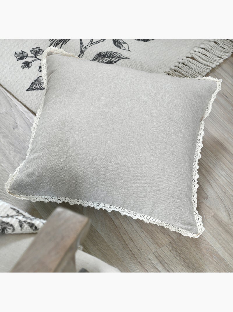 Cojín decorativo 100% algodón con acabado de encaje Beige claro - Kiabi