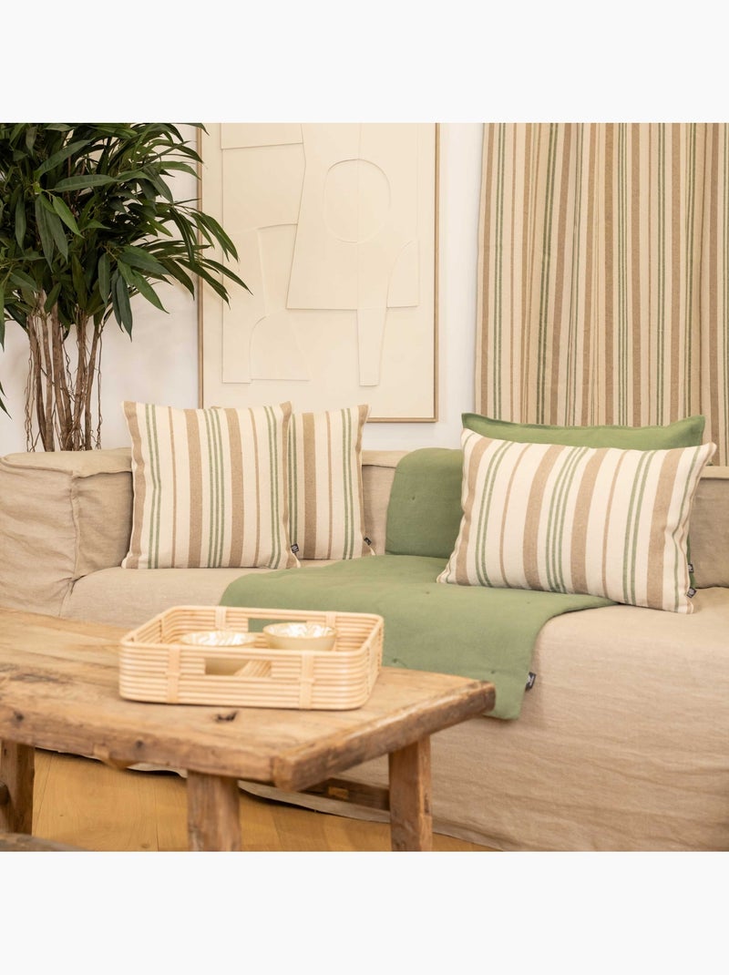 Cojín decorativo acolchado a rayas en tela de lona Verde oliva - Kiabi