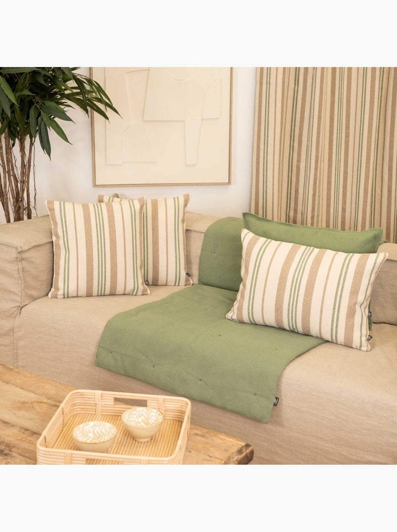 Cojín decorativo acolchado a rayas en tela de lona Verde oliva - Kiabi