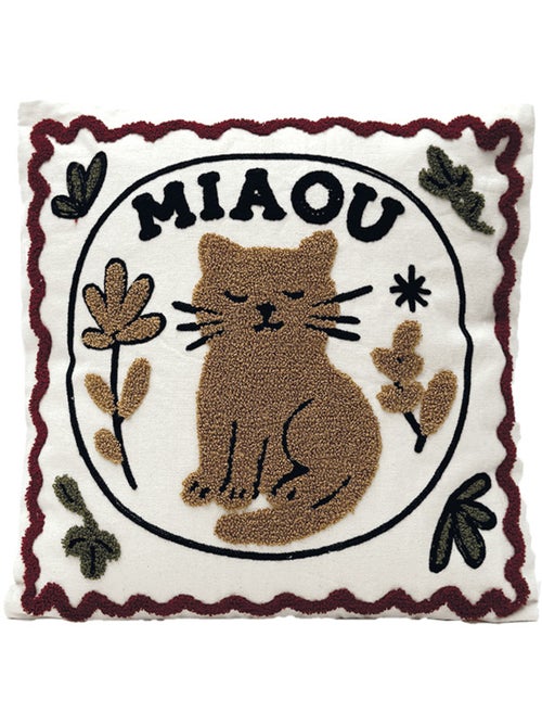 Cojín decorativo bordado con motivo de gato - Kiabi