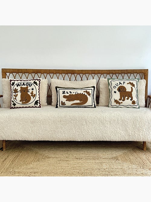 Cojín decorativo bordado con motivo de gato - Kiabi