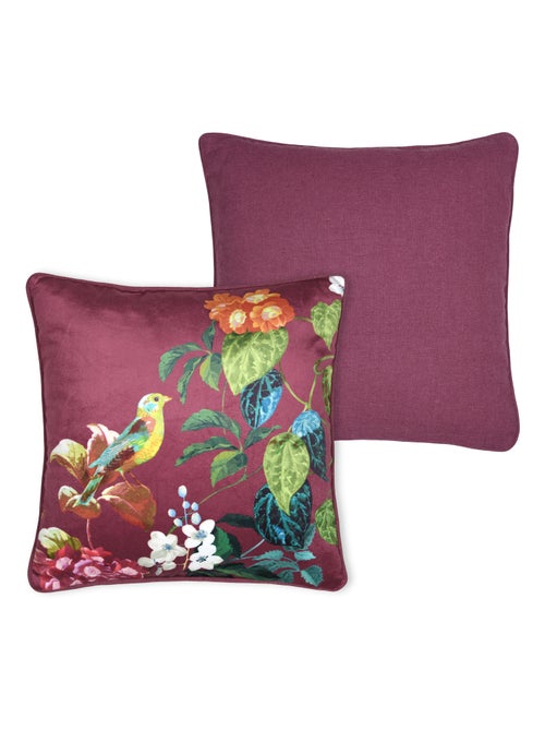 Cojín decorativo con estampado de hojas y pájaro - Kiabi