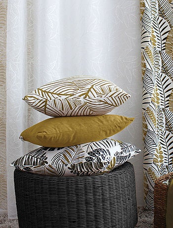 Cojín decorativo con estampado gráfico de hojas en algodón reciclado