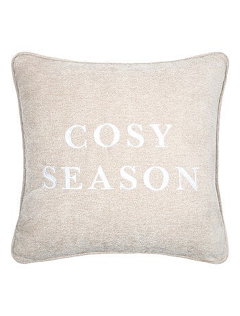 Cojín decorativo con mensaje bordado «Cosy Season»