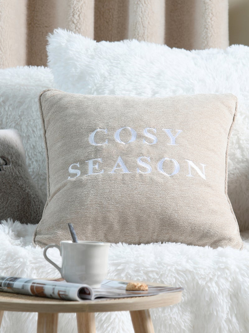Cojín decorativo con mensaje bordado «Cosy Season» Beige - Kiabi