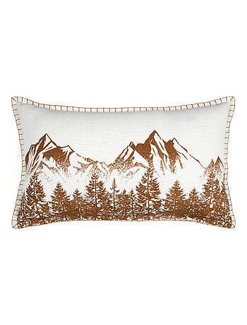 Cojín decorativo de algodón con montaña y bosque