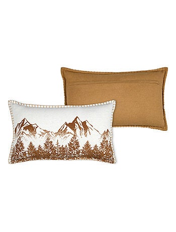 Cojín decorativo de algodón con montaña y bosque