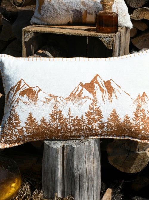 Cojín decorativo de algodón con montaña y bosque - Kiabi