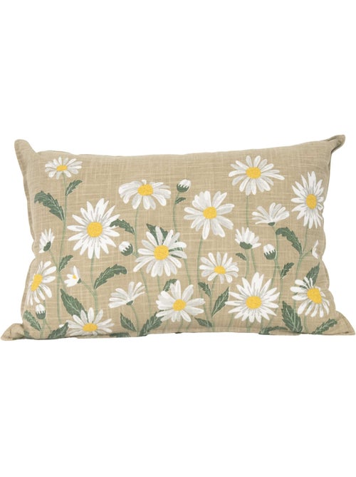 Cojín decorativo de algodón con motivo de margaritas - Kiabi Cojín decorativo de algodón con motivo de margaritas - Kiabi