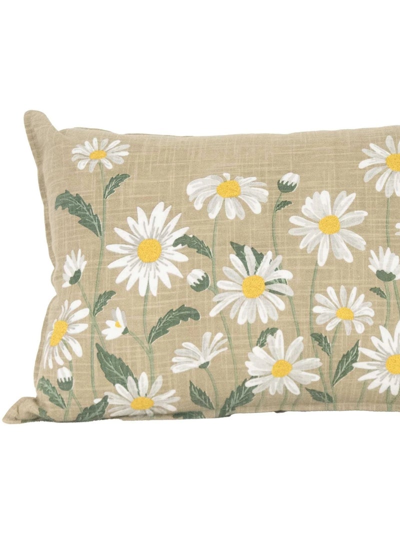 Cojín decorativo de algodón con motivo de margaritas Taupe - Kiabi
