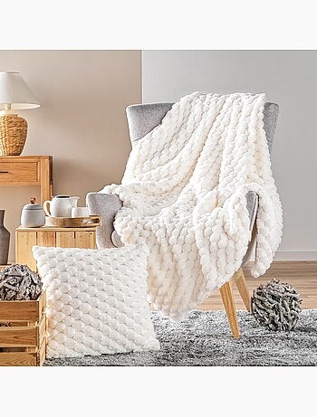 Cojín decorativo de imitación piel con funda extraíble