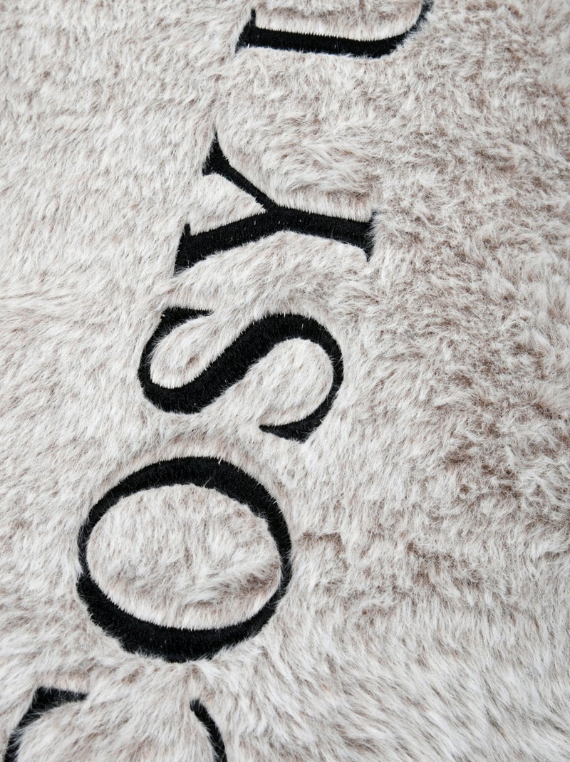 Cojín decorativo de tacto piel con mensaje bordado «Cosy up» Gris - Kiabi
