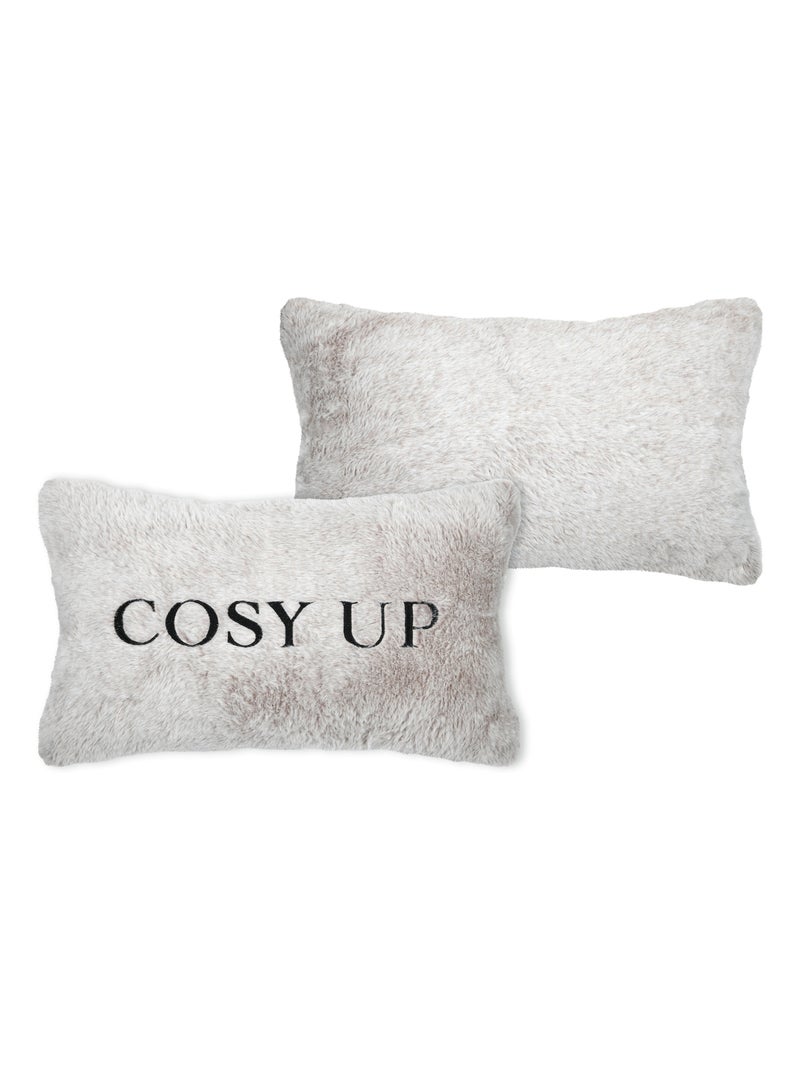 Cojín decorativo de tacto piel con mensaje bordado «Cosy up» Gris - Kiabi