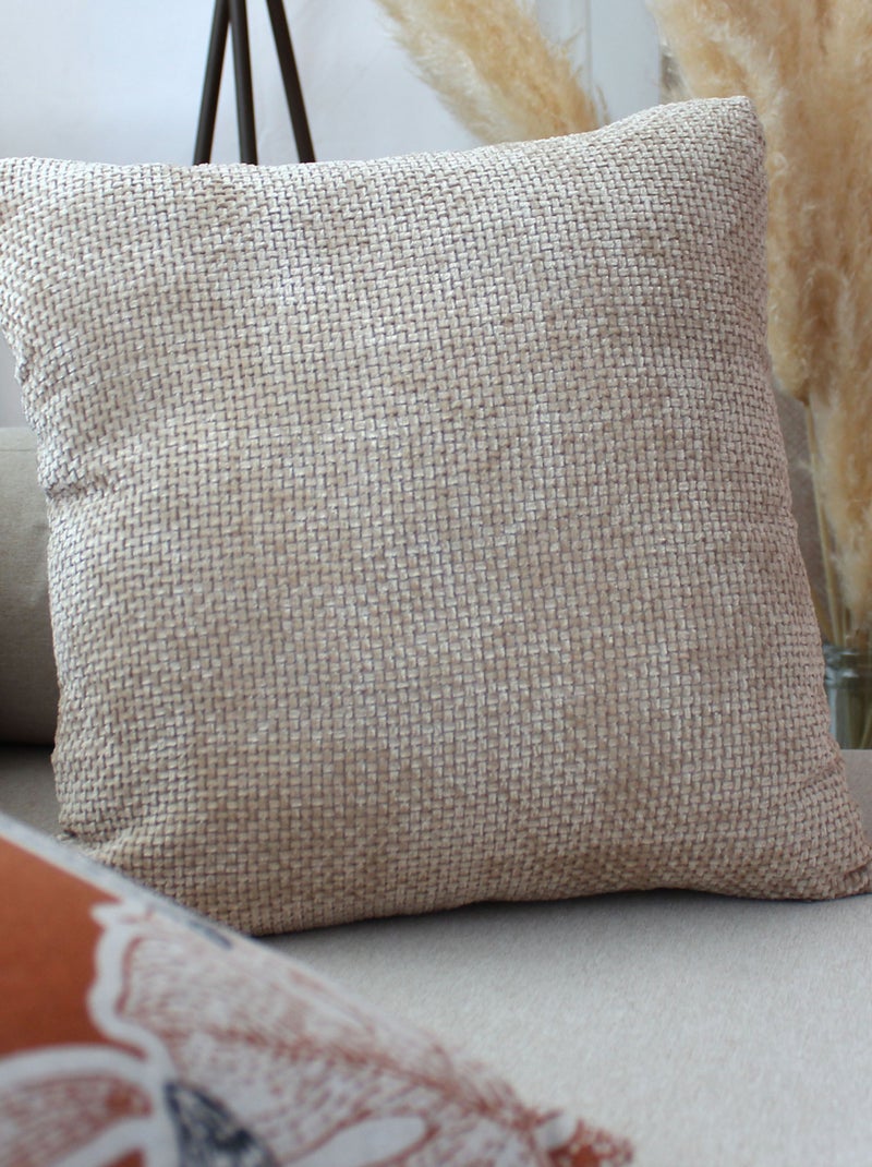Cojín decorativo de terciopelo chenilla Beige concha - Kiabi