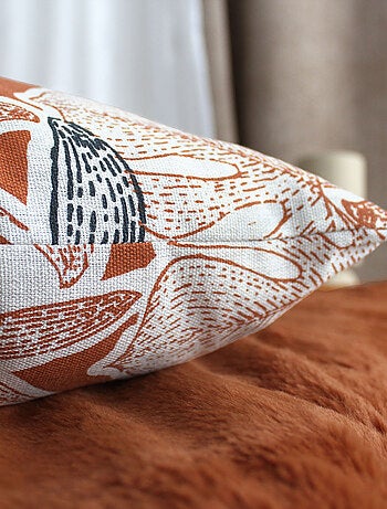 Cojín decorativo desenfundable con estampado de hojas tropicales