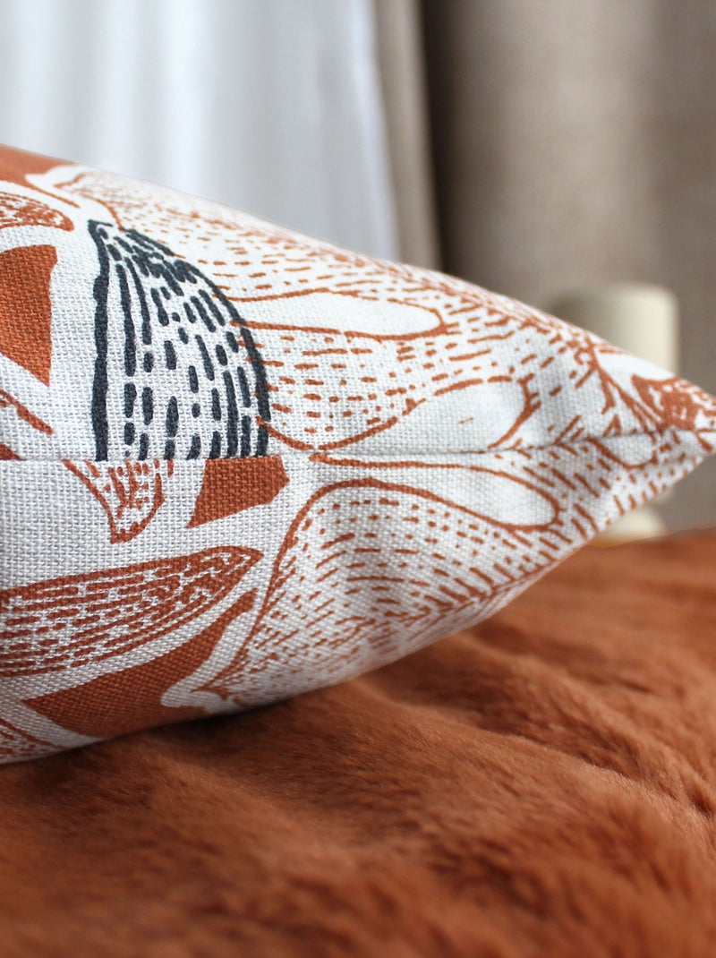 Cojín decorativo desenfundable con estampado de hojas tropicales Blanco - Kiabi
