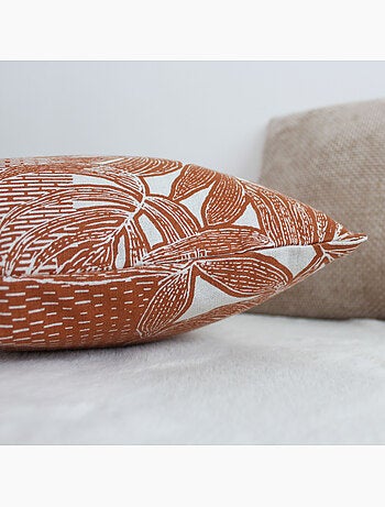 Cojín decorativo desenfundable con estampado de hojas tropicales