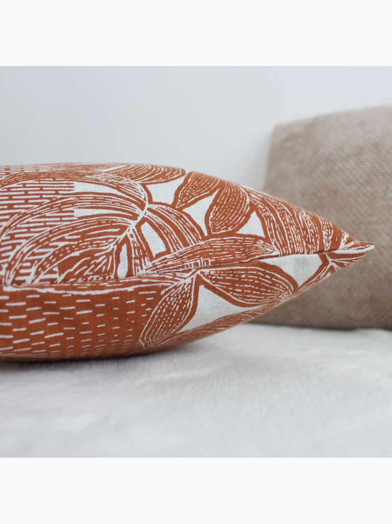 Cojín decorativo desenfundable con estampado de hojas tropicales Cobre - Kiabi