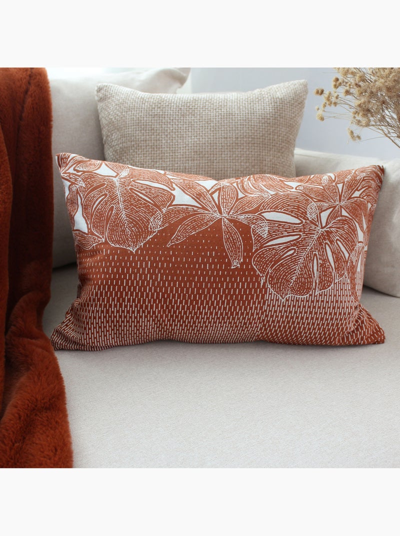 Cojín decorativo desenfundable con estampado de hojas tropicales Cobre - Kiabi