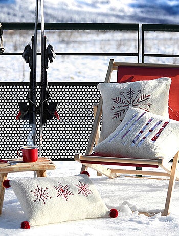 Cojín decorativo efecto borreguito estilo montaña