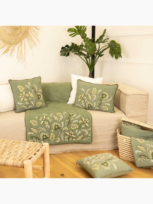 Cojín decorativo en polilínea con motivo floral - Kiabi Cojín decorativo en polilínea con motivo floral - Kiabi