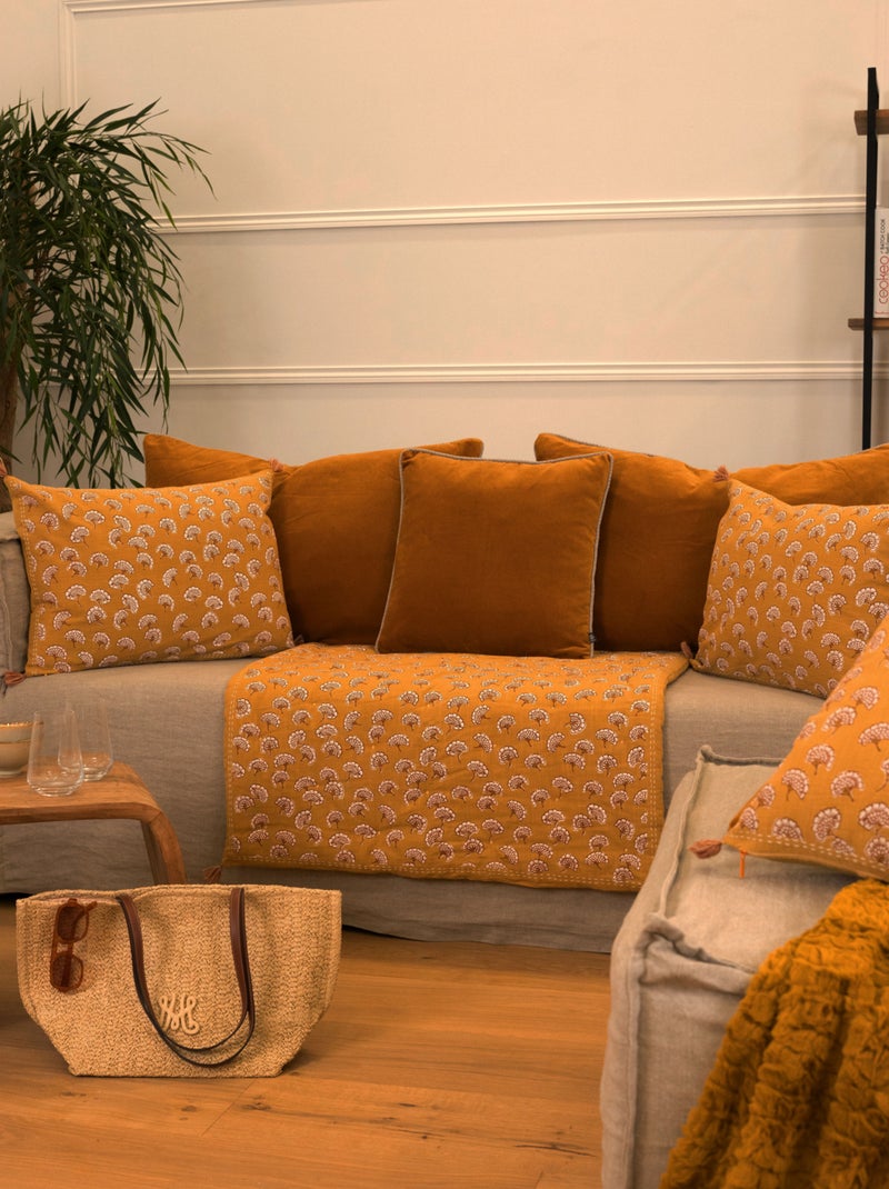 Cojín decorativo estampado con motivo floral Amarillo - Kiabi