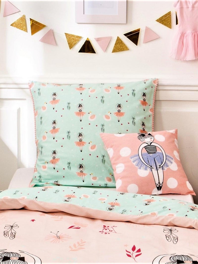 Cojín decorativo infantil de algodón Future Home – Rosa bailarina estampado 40 x 40 cm Rosa - Kiabi