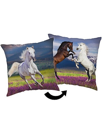 Cojín decorativo infantil de caballos en polar 40 x 40 cm
