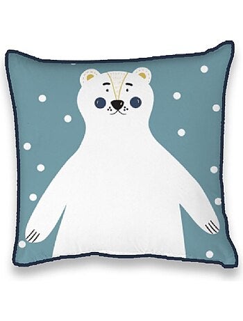 Cojín decorativo infantil oso polar 'HOME' de algodón 40 x 40 cm