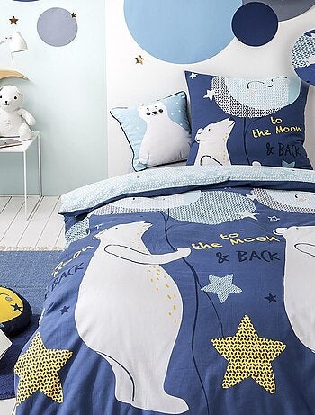Cojín decorativo infantil oso polar 'HOME' de algodón 40 x 40 cm
