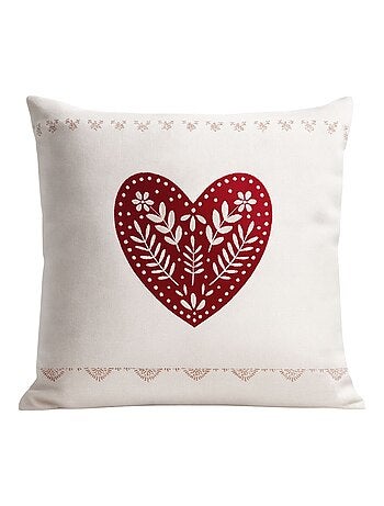 Cojín decorativo jacquard con corazones estilo montaña
