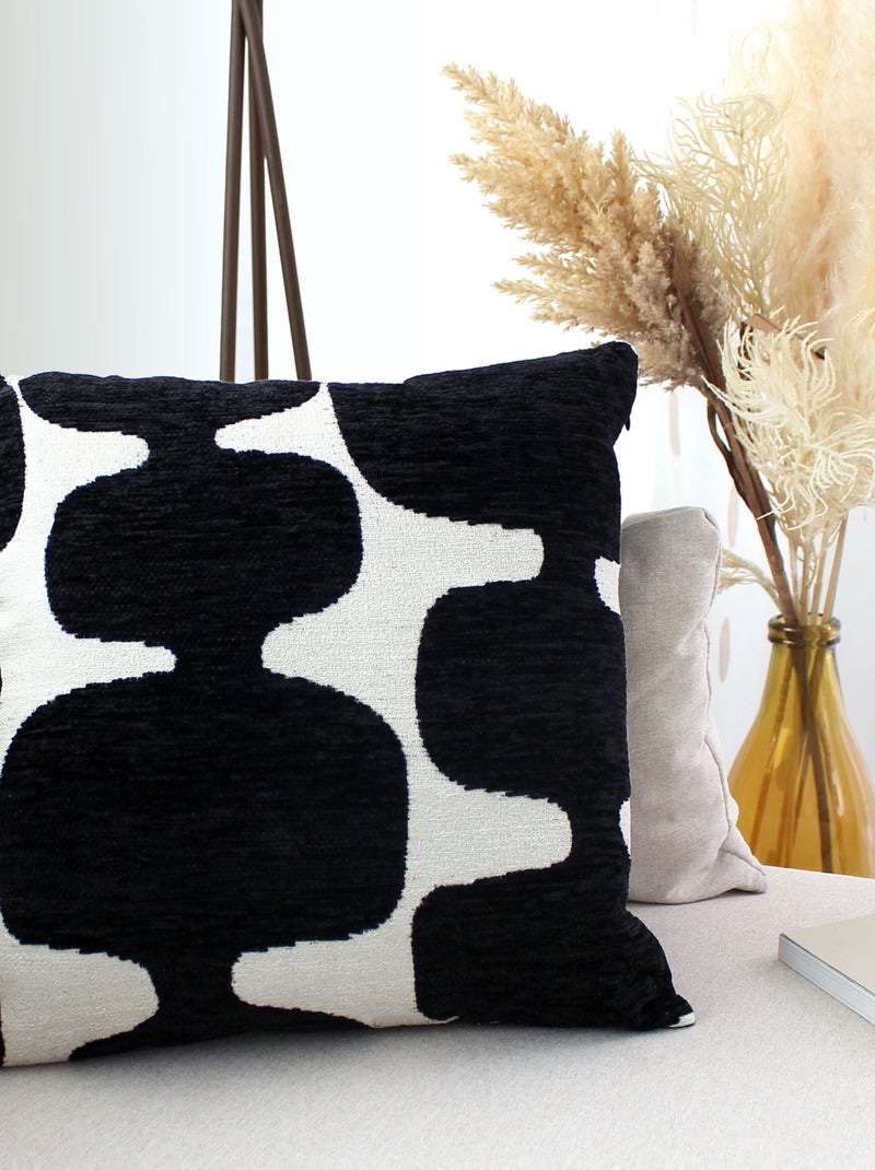 Cojín decorativo moderno de jacquard con funda extraíble Negro - Kiabi