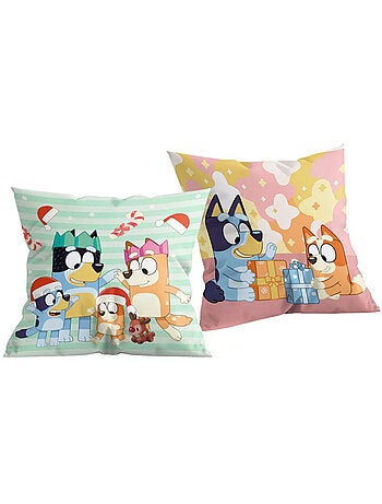 Cojín decorativo navideño bluey 40 x 40 cm cuadrado de poliéster