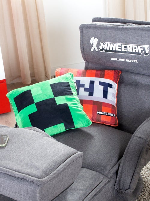 Cojín decorativo suave en tela aterciopelada 'Roba' - Minecraft Creeper - Kiabi