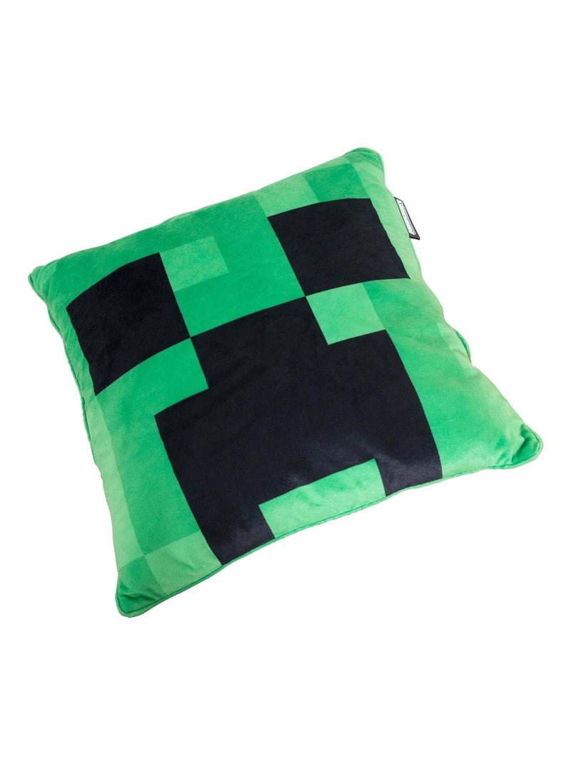 Cojín decorativo suave en tela aterciopelada 'Roba' - Minecraft Creeper Verde - Kiabi