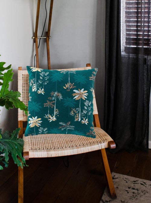 Cojín desenfundable con estampado azul - Kiabi