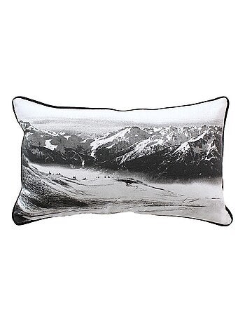 Cojín desenfundable de algodón reciclado estampado en el anverso y reverso